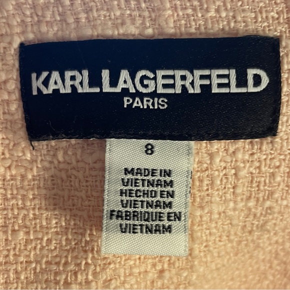 🔥 Karl Lagerfeld | Pink Tweed Collarless Longline Workwear Blazer/Jacket 8 - Picture 4 of 6